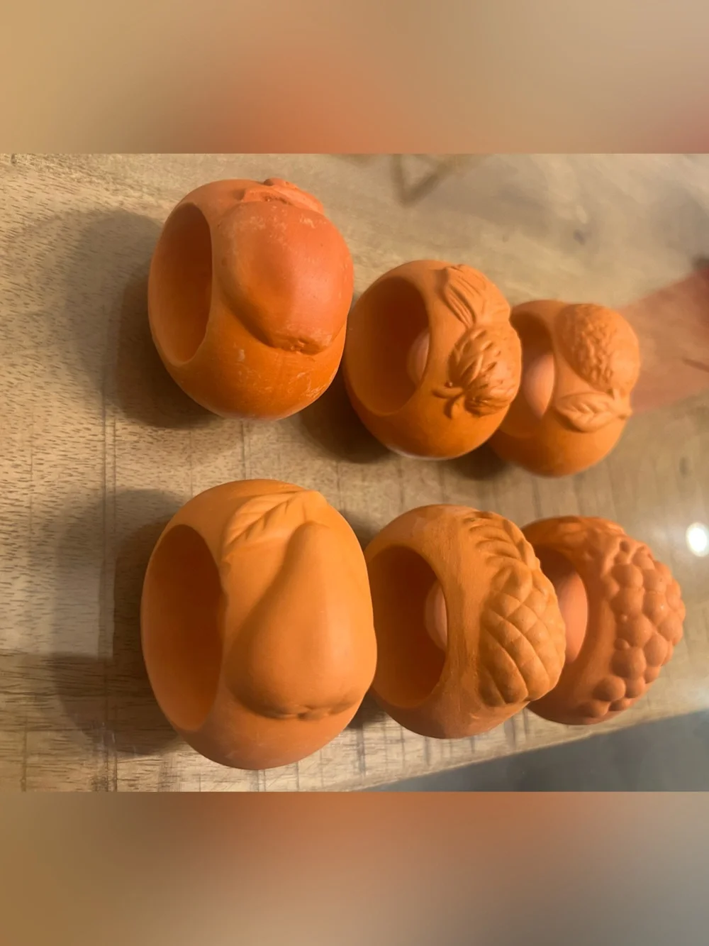 Vintage Fruit-Terra cotta 3d Napkin Rings - Set of 6
